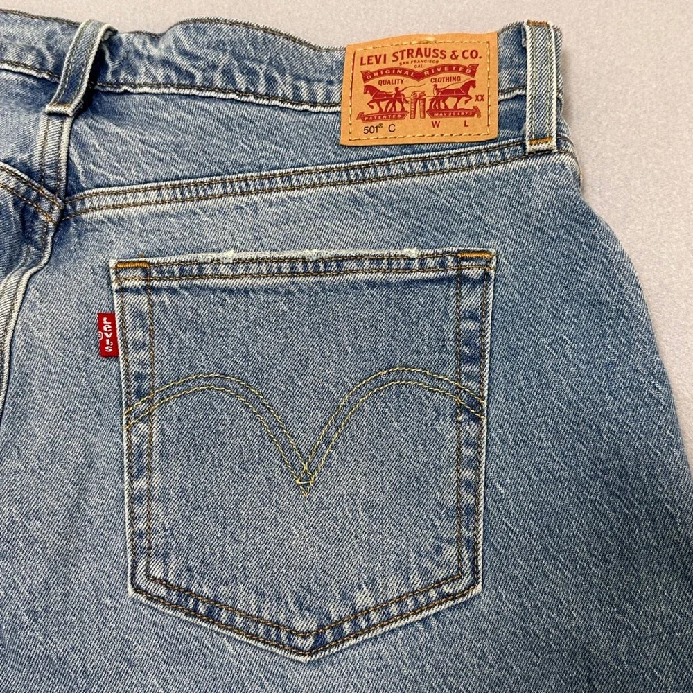 Levis 501 Curve Straight Leg Jeans Womens 32 Blue NEW High Rise‎ Stretch Denim